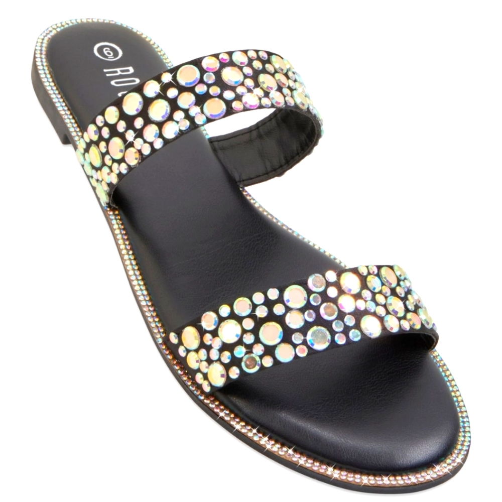 Roxy Black Sandals with Silver Accents